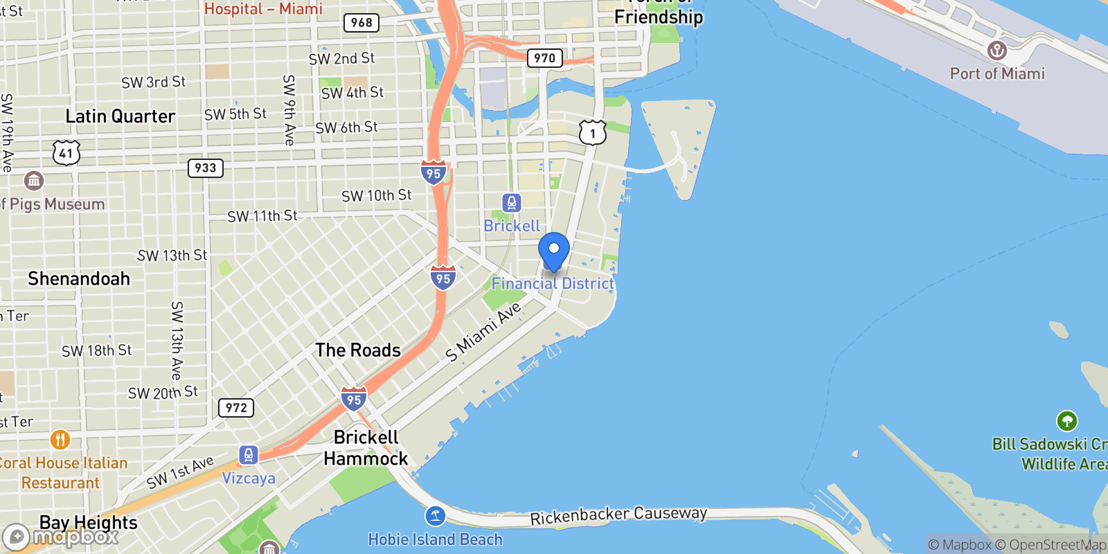 Map showing 1428 Brickell Av, #3805, Miami, FL, 33131, USA, Miami, Florida, United States.