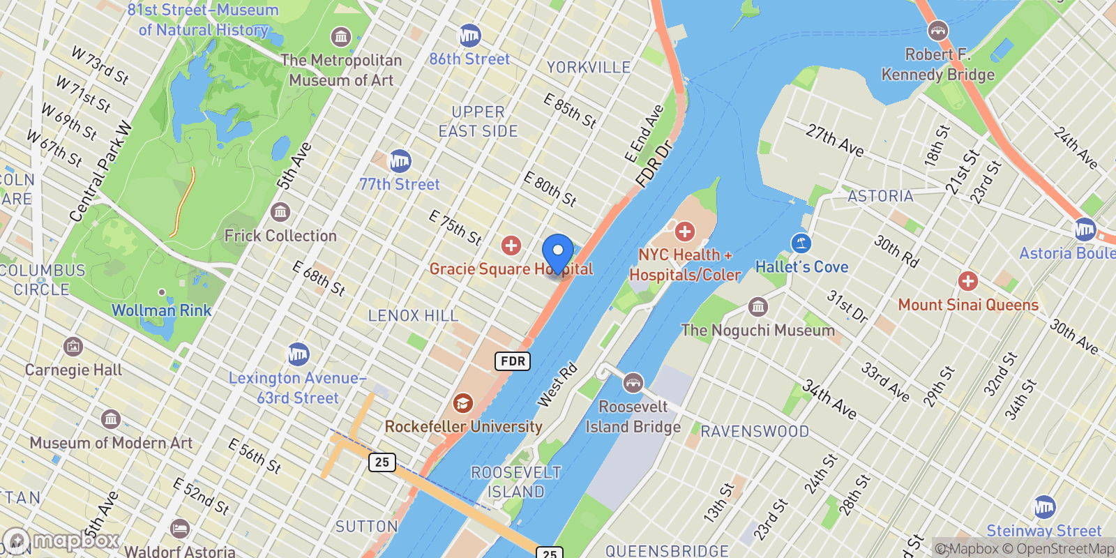 Map showing The Promenade, 530 E 76TH ST, New York, New York, United States.