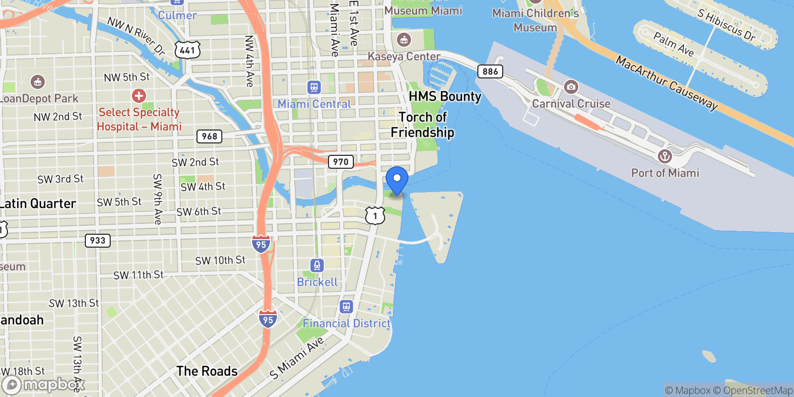 Map showing 465 Brickell Ave, #5002, Miami, FL, 33131, USA, Miami, Florida, United States.