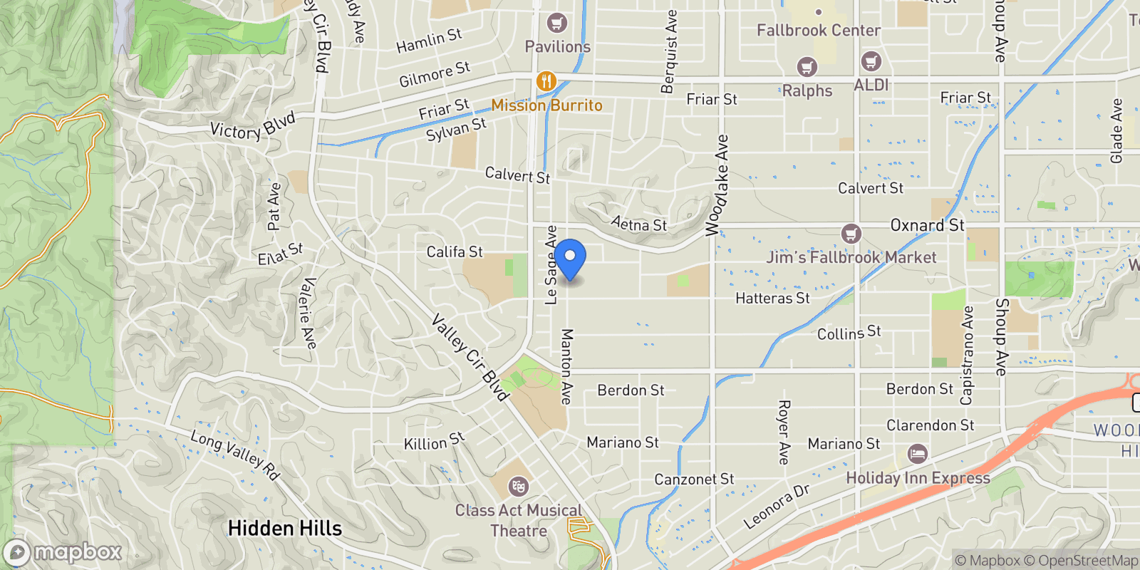 Map showing 5824 Manton Avenue, Los Angeles, California, United States.