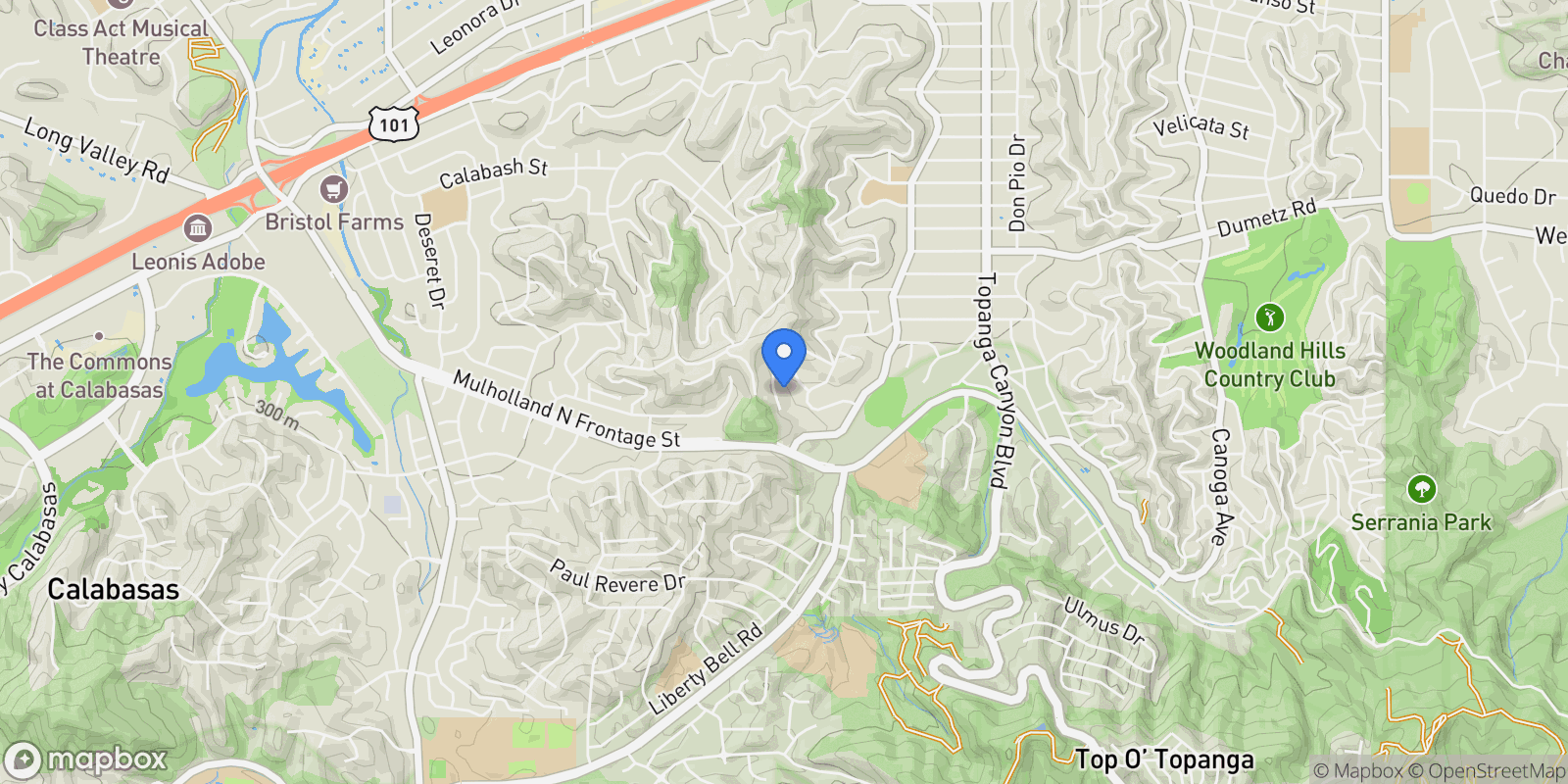 Map showing 22370 Algunas Road, Los Angeles, California, United States.
