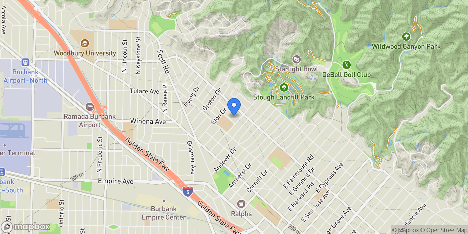 Map showing 1819 Richard Street, Burbank, California, United States.
