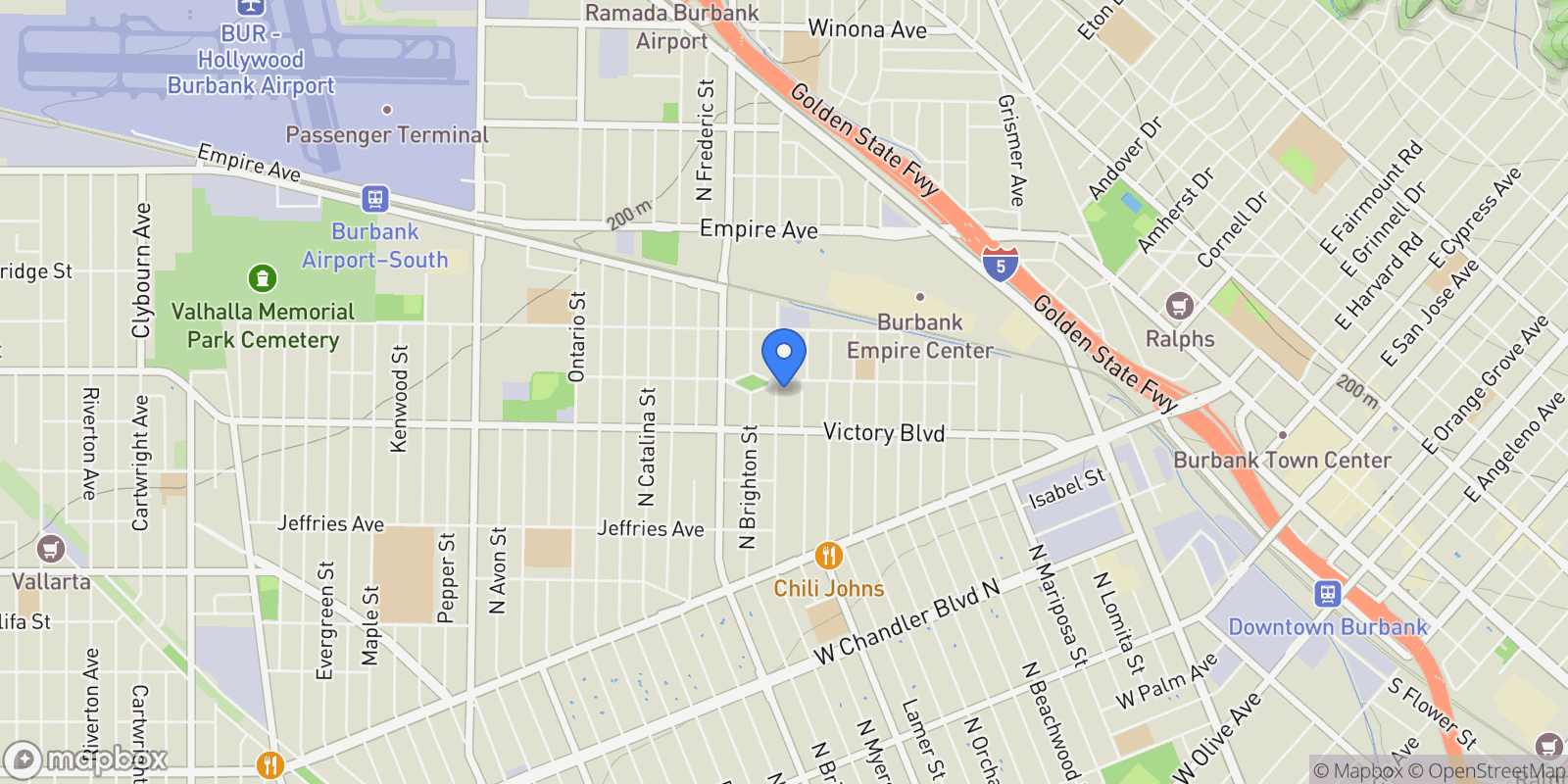 Map showing 1640 N Lincoln Street, Burbank, California, United States.