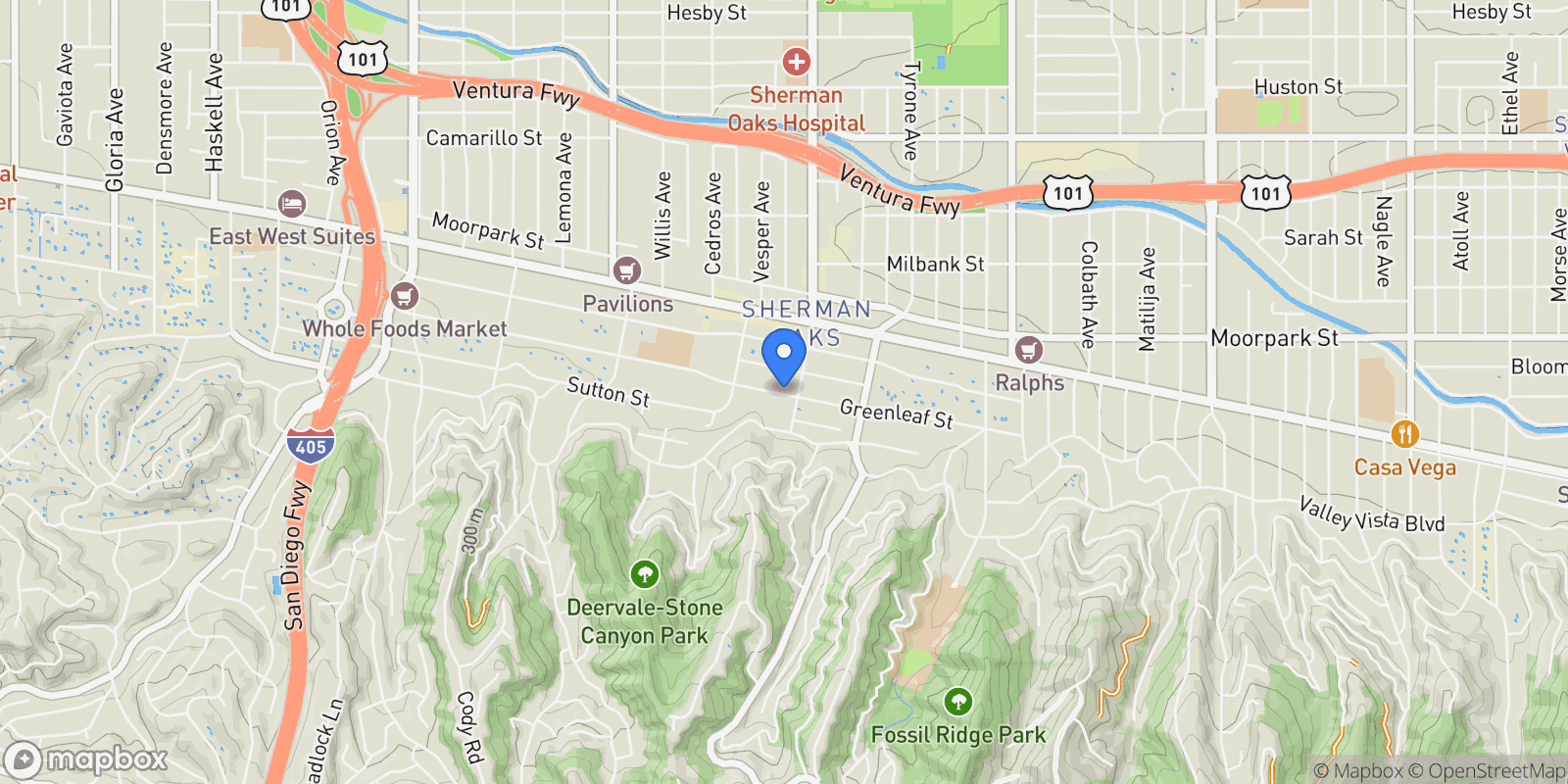Map showing 14519 Greenleaf Street, Los Angeles, California, United States.