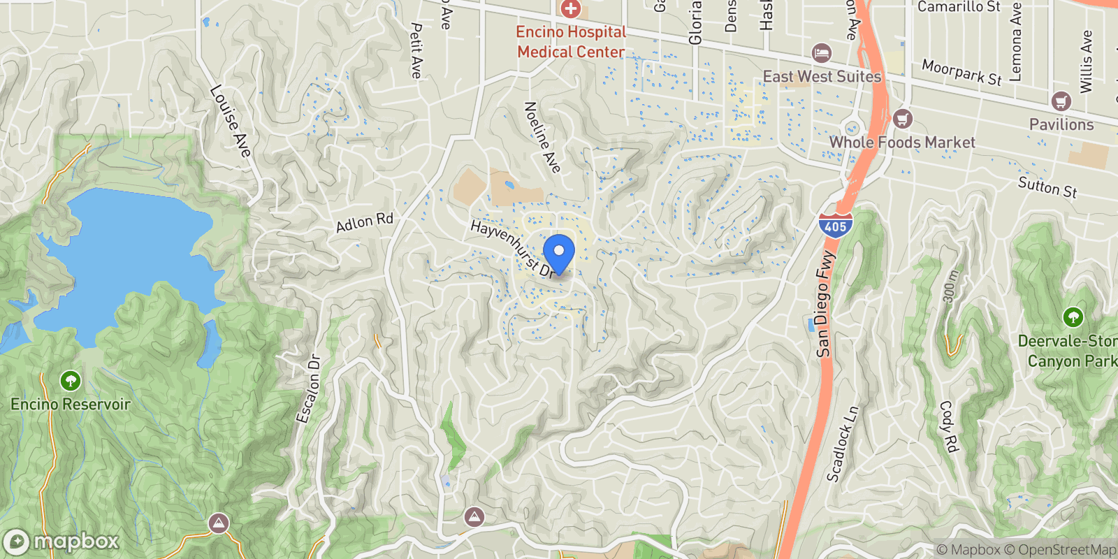 Map showing 4053 Hayvenhurst Drive, Los Angeles, California, United States.