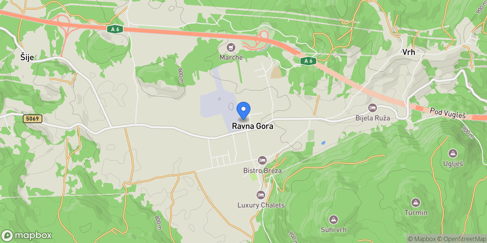 Map showing Ravna Gora, Primorje-Gorski Kotar County, Croatia.