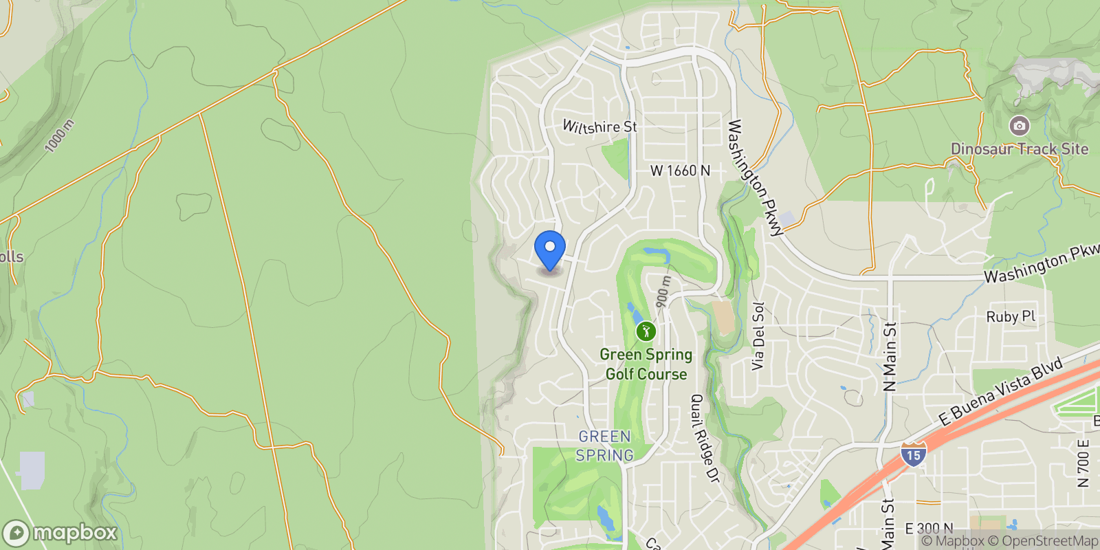 Map showing 1253 W Lexington Street, Washington, UT 84780, Washington, Utah, United States.