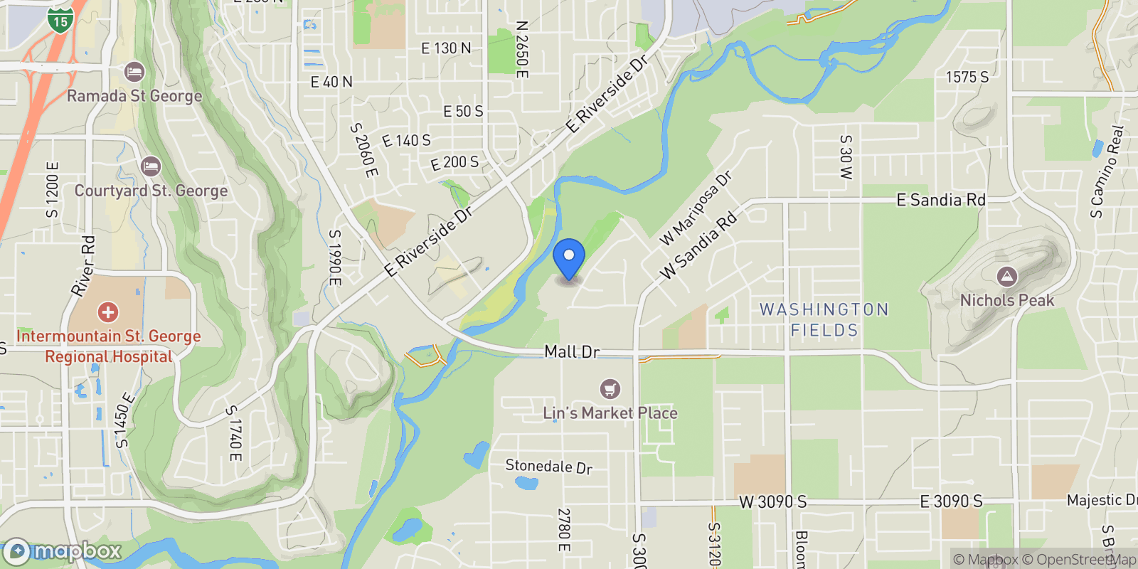 Map showing 1021 W Churrea Dr, Washington, UT 84780, Washington, Utah, United States.
