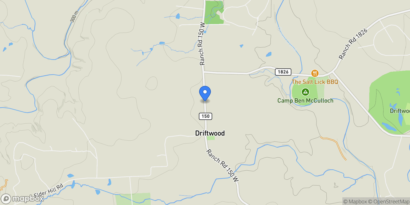 Map showing 15273 FM 150 Highway W, Driftwood, TX 78619, Driftwood, Texas, United States.