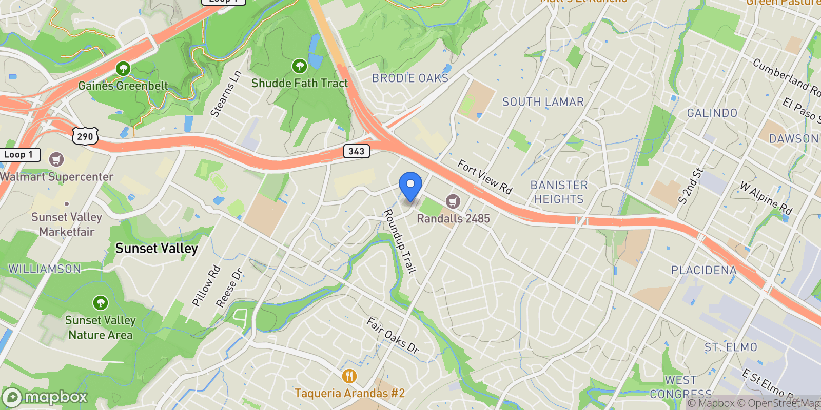 Map showing 4510 Pack Saddle Pass, Austin, TX 78745, Austin, Texas, United States.