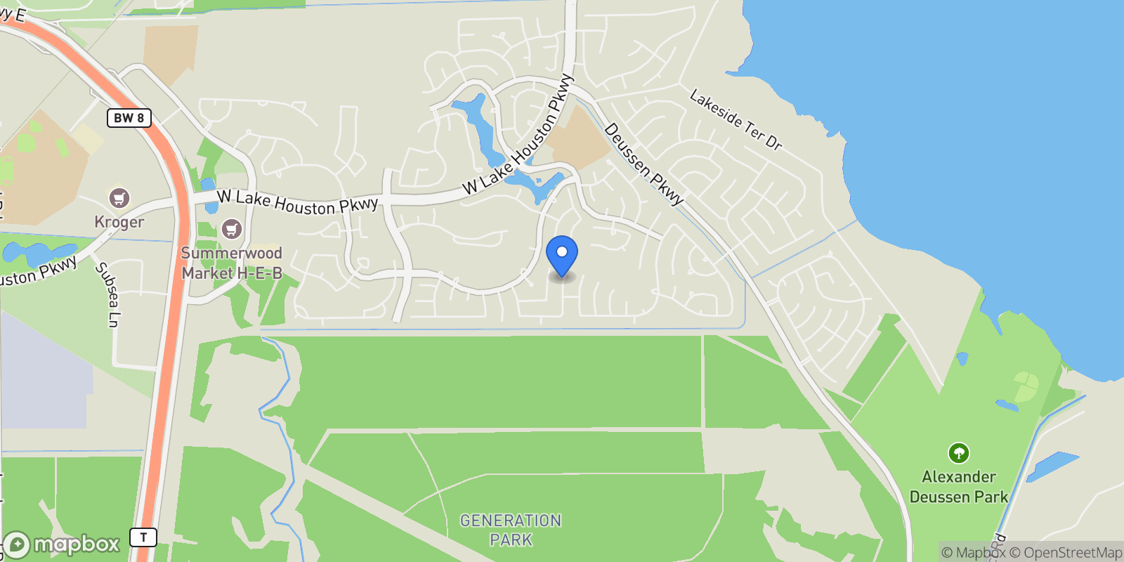 Map showing 15718 Starcreek Lane, Houston, TX 77044, Houston, Texas, United States.
