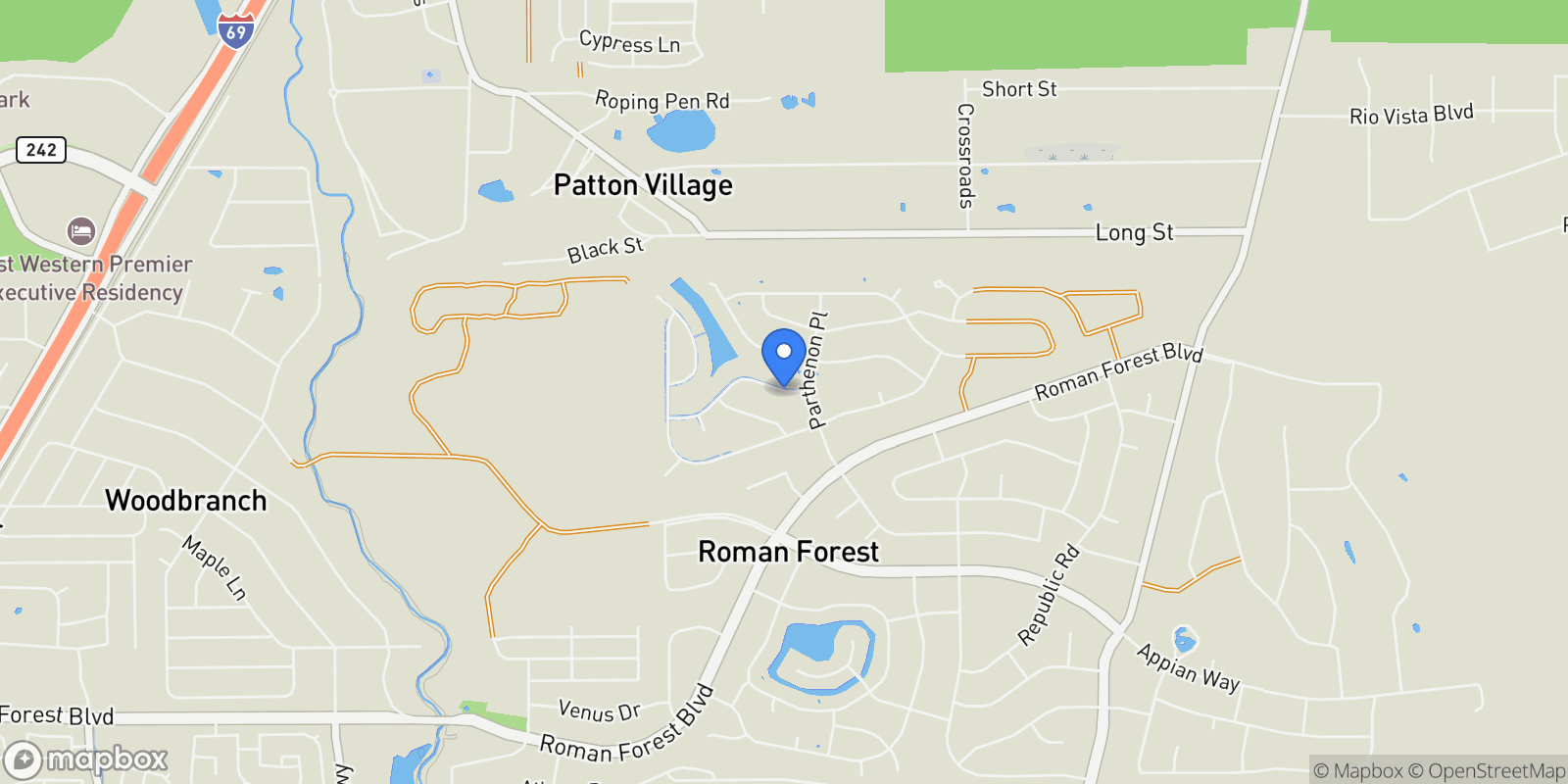 Map showing 2518 Gladiator Drive, New Caney, TX 77357, New Caney, Texas, United States.