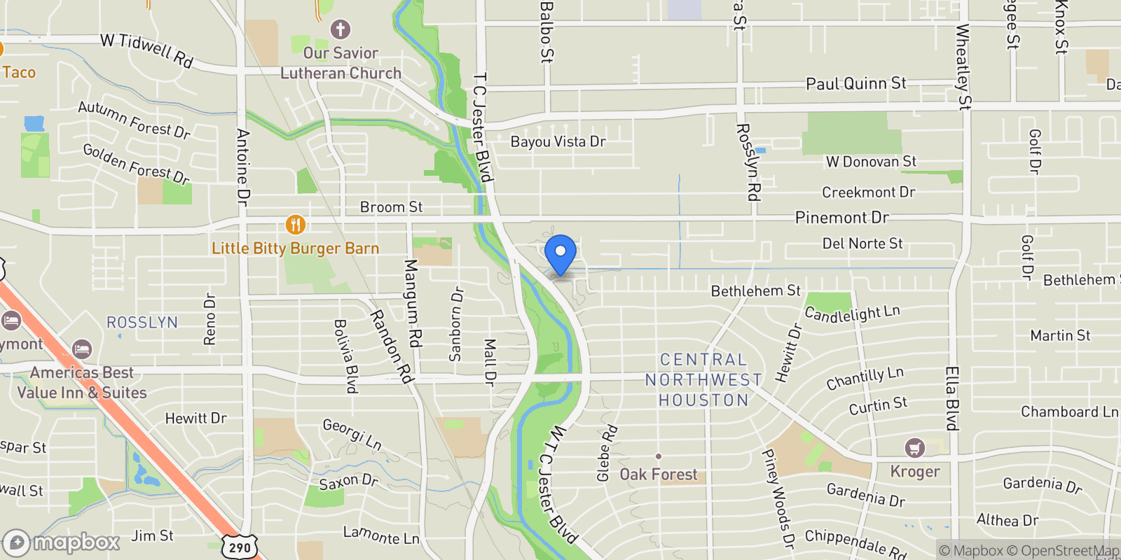 Map showing 2331 Carleen Road, Houston, TX 77018, Houston, Texas, United States.