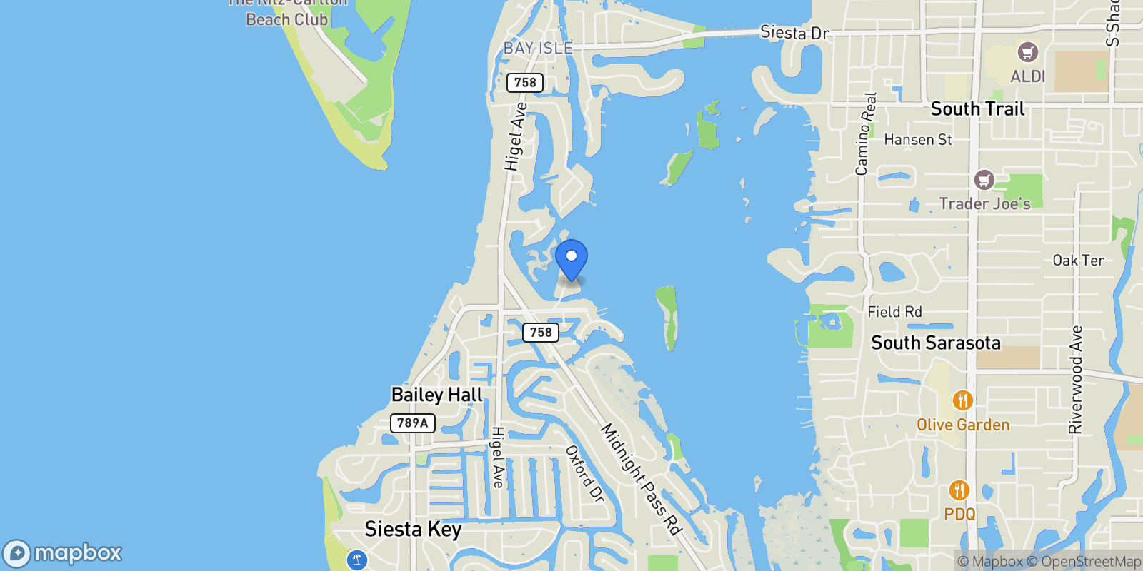 Map showing 4315 MANGROVE PLACE, Siesta Key, Florida, United States.