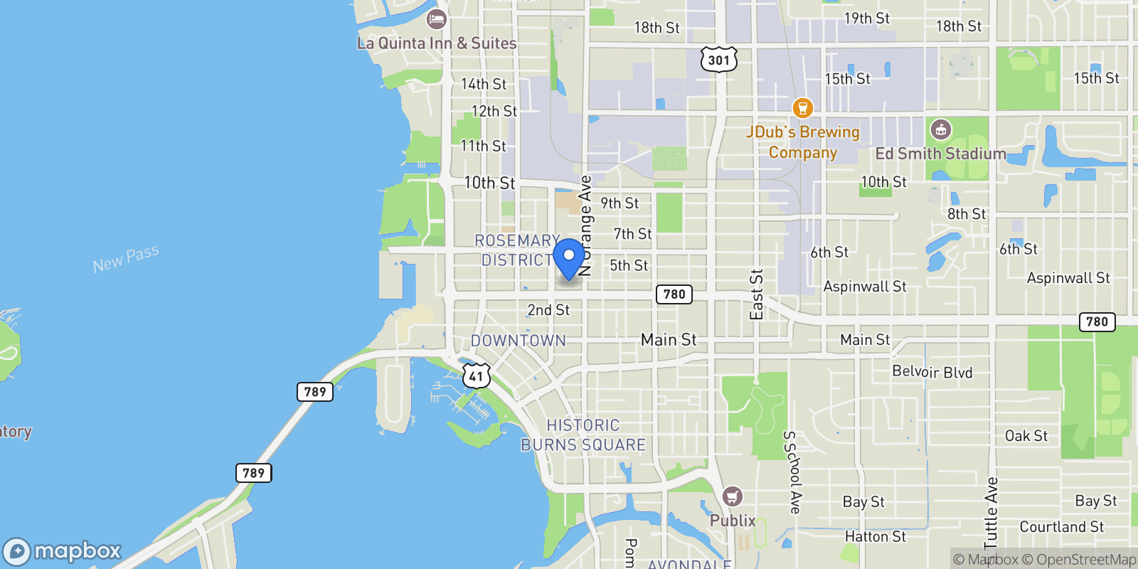 Map showing 1542 4TH STREET, Sarasota, Florida, United States.