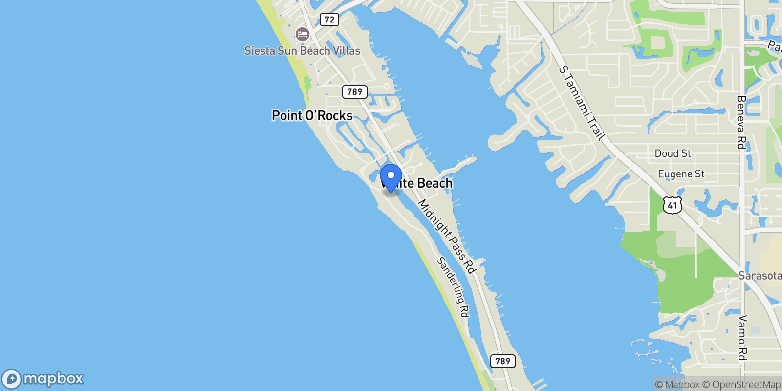 Map showing 7647 SANDERLING ROAD, Siesta Key, Florida, United States.
