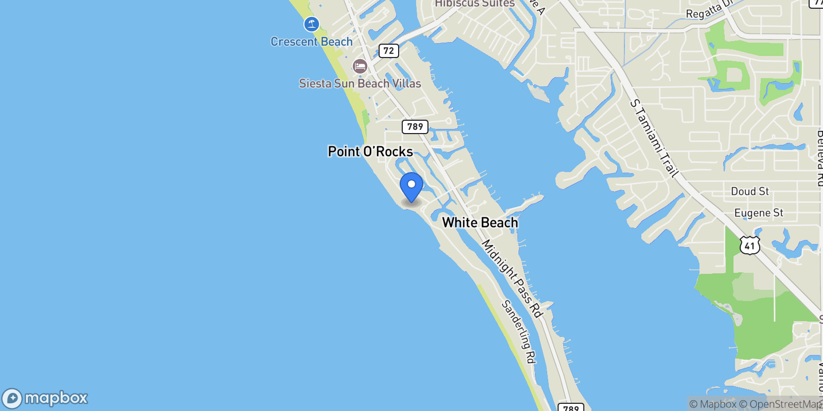 Map showing 7366 POINT OF ROCKS ROAD, Siesta Key, Florida, United States.