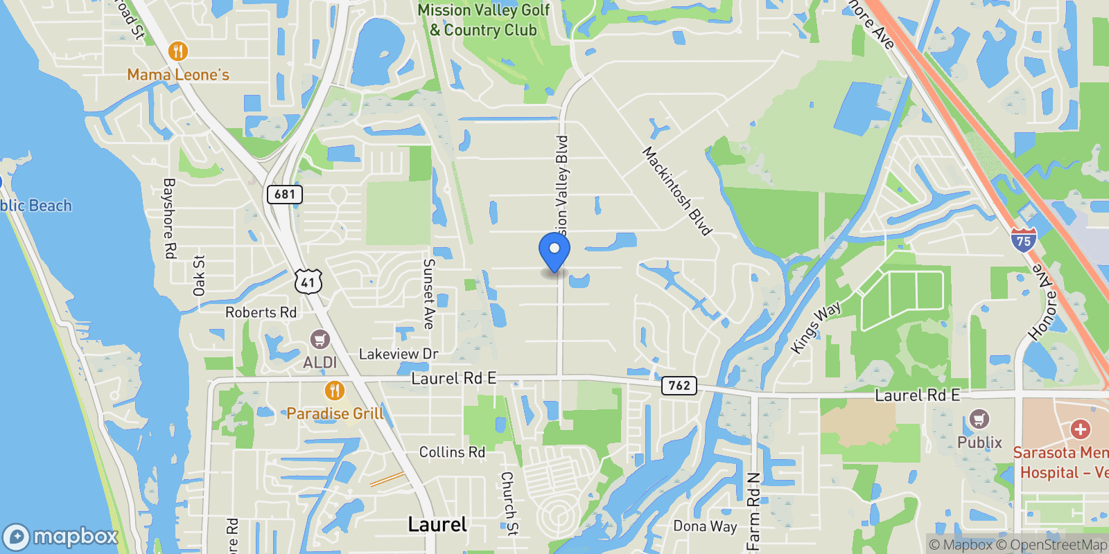 Map showing 793 VANDERBILT DRIVE, Venice, Florida, United States.
