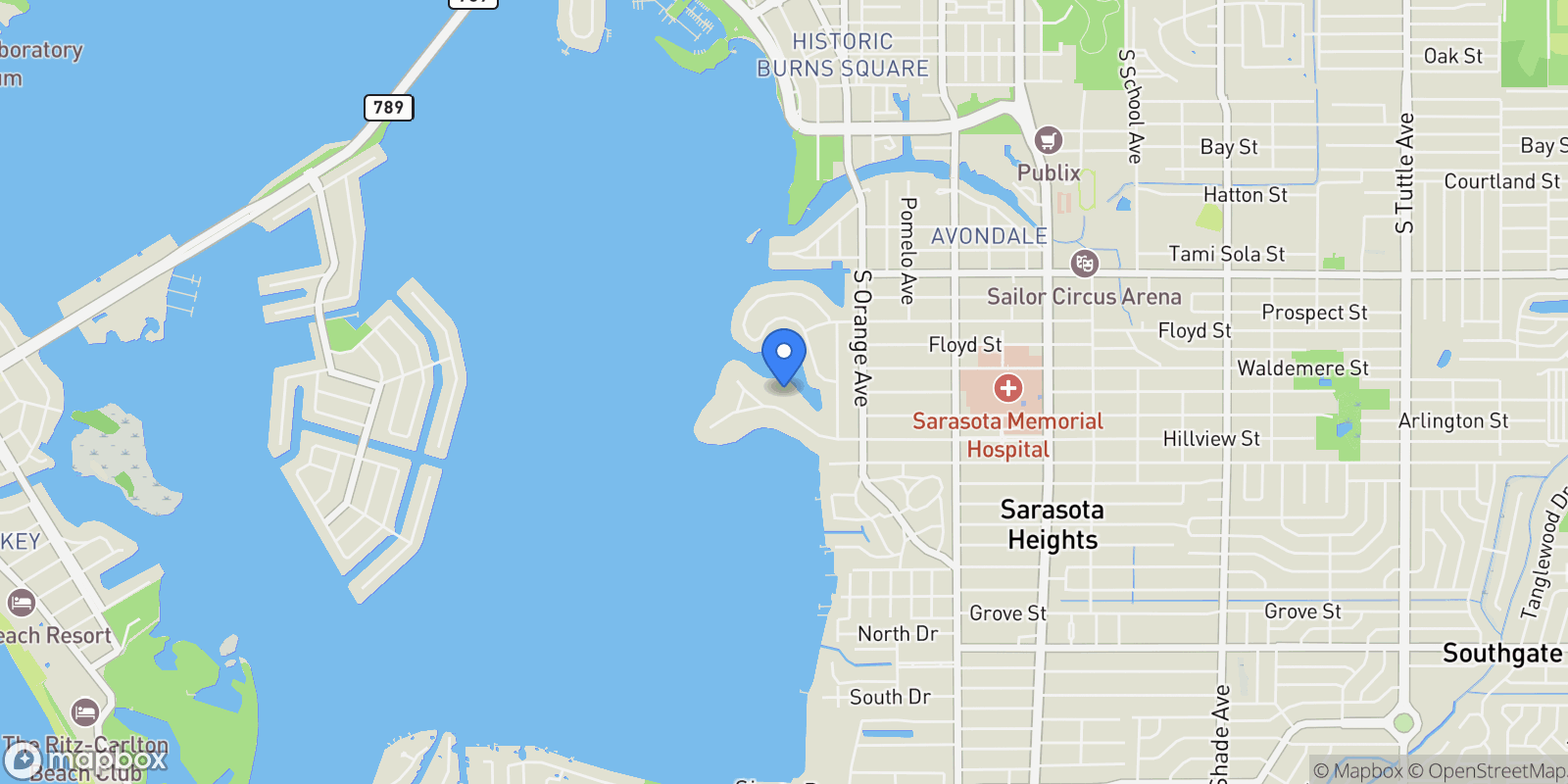 Map showing 1423 & 143 HILLVIEW DRIVE, Sarasota, Florida, United States.