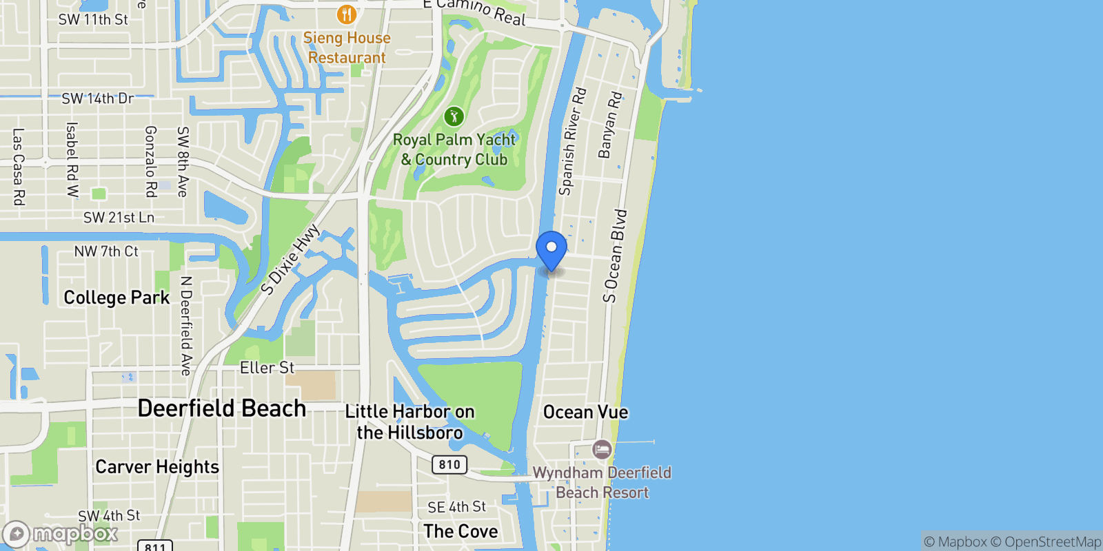 Map showing 2633 Spanish River Road, Boca Raton, Florida, United States.