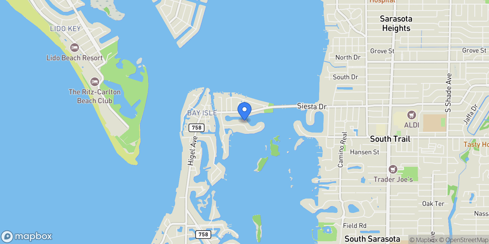 Map showing 749 FREELING DRIVE, Siesta Key, Florida, United States.