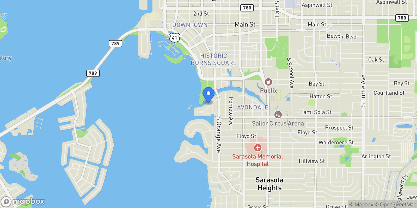 Map showing 1541 BAY POINT DRIVE, Sarasota, Florida, United States.