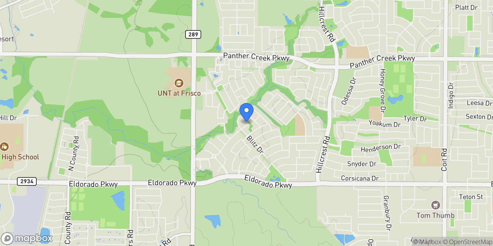 Map showing 9890 Vita Dolce Court, Frisco, Texas, United States.