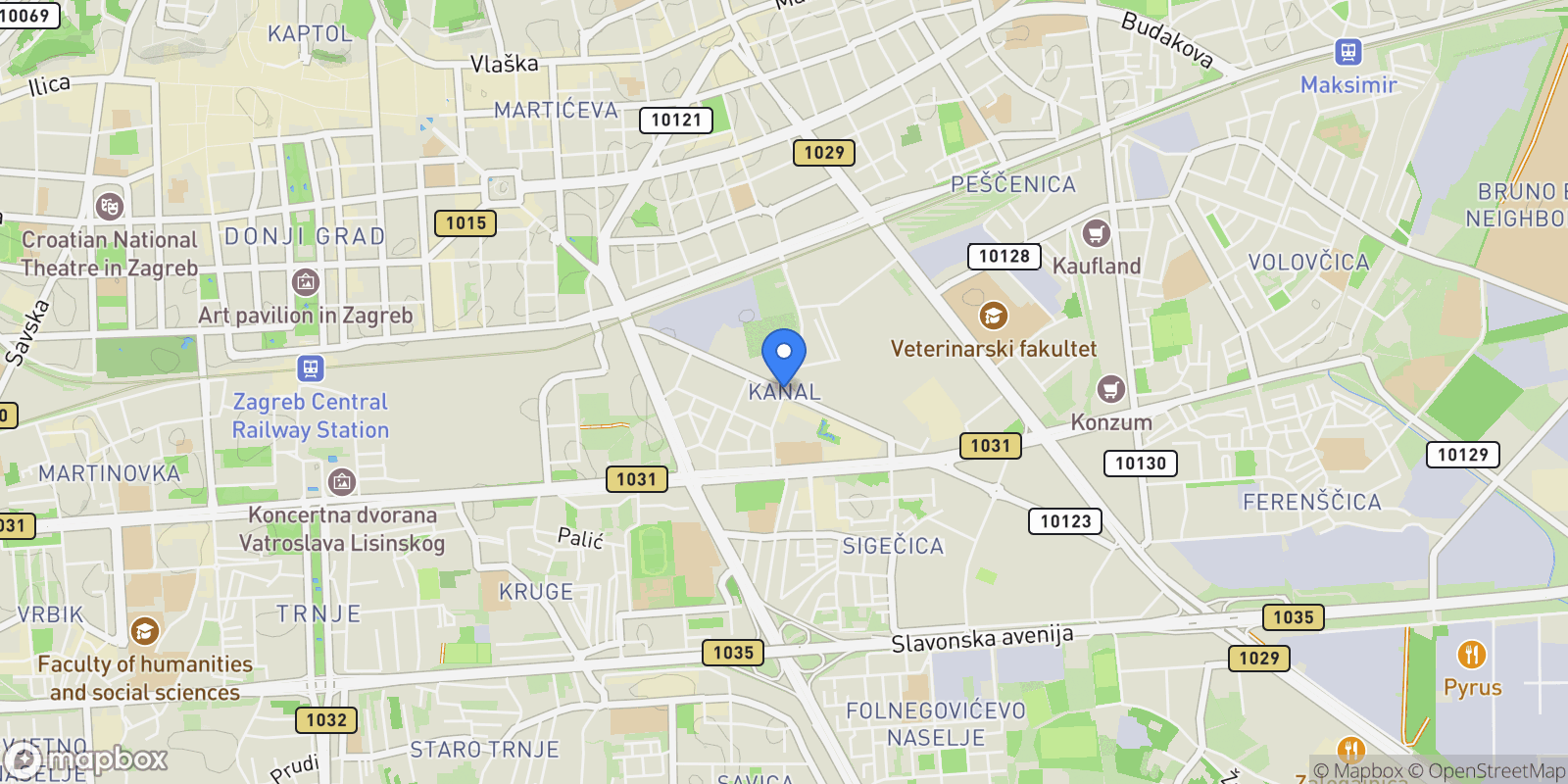 Map showing Mjesni odbor Kanal, Zagreb, City of Zagreb.