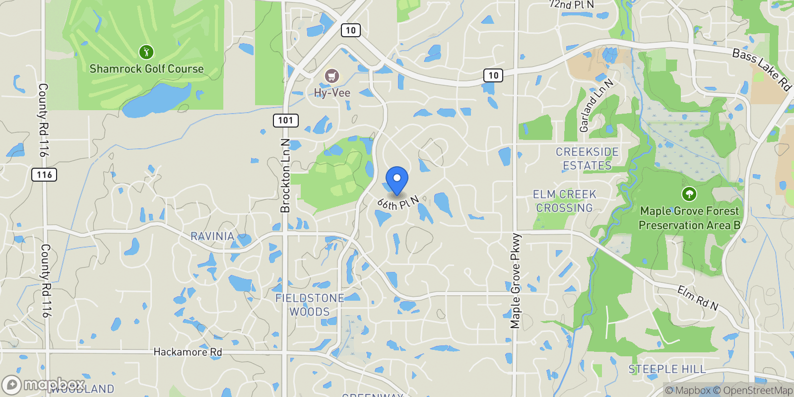 Map showing 18302 66th Place N, Maple Grove, MN 55311, Maple Grove, Minnesota, United States.