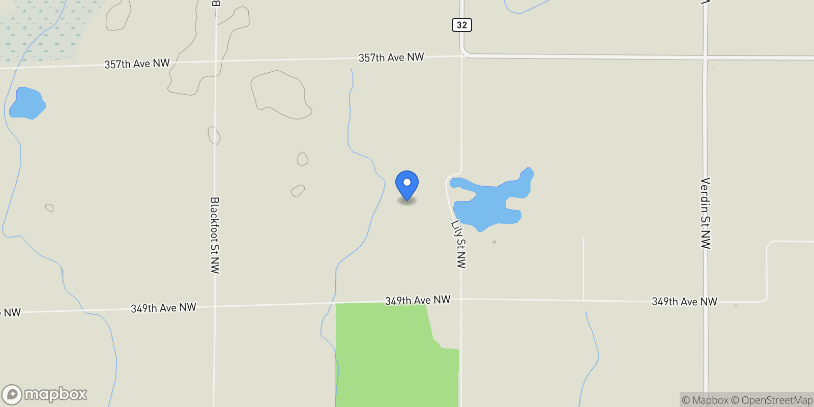 Map showing 35210 Lily Street NW, Cambridge, MN 55008, Cambridge, Minnesota, United States.