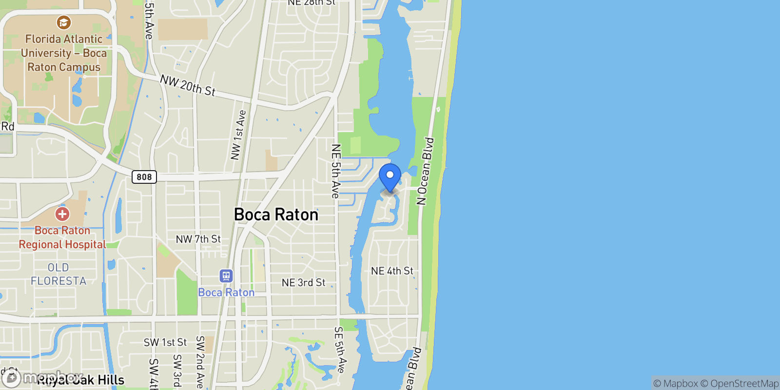 Map showing 839 Orchid Drive, Boca Raton, Florida, United States.