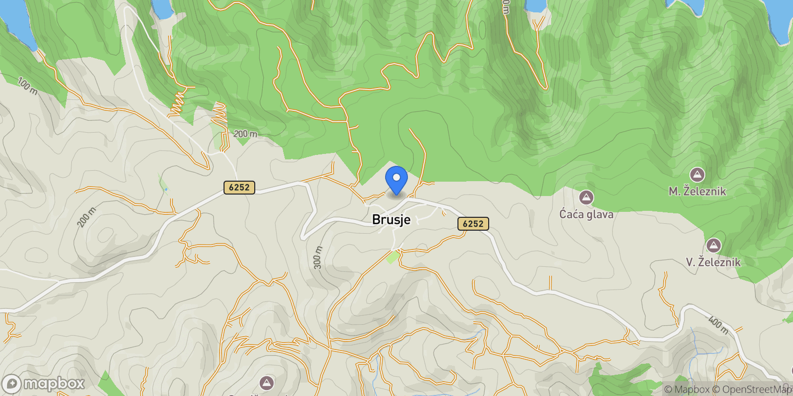 Map showing Brusje, Split-Dalmatia County, Croatia.