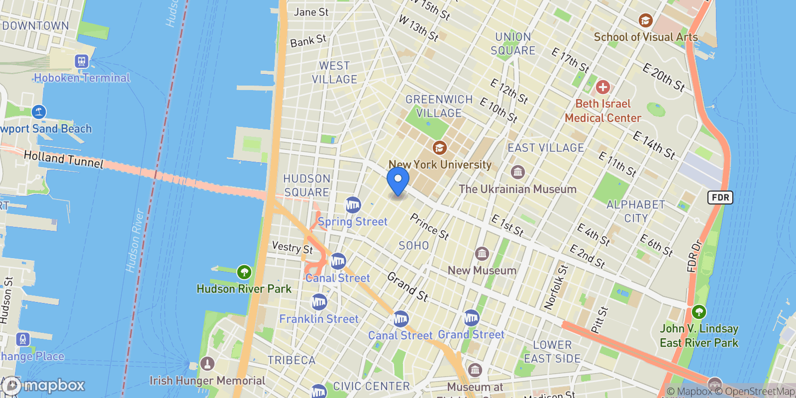 Map showing 139 WOOSTER ST, New York, New York, United States.