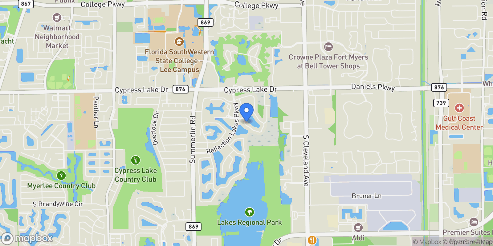 Map showing 13717 Bald Cypress CIR, FORT MYERS, FL 33907, Fort Myers, Florida, United States.