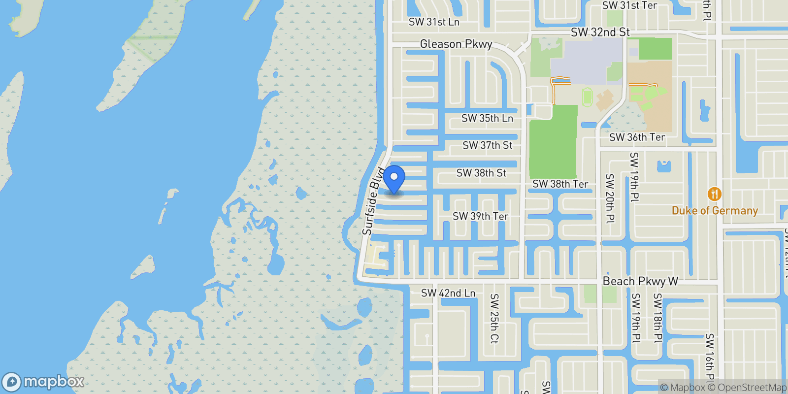 Map showing 2909 SW 39th ST, CAPE CORAL, FL 33914, Cape Coral, Florida, United States.