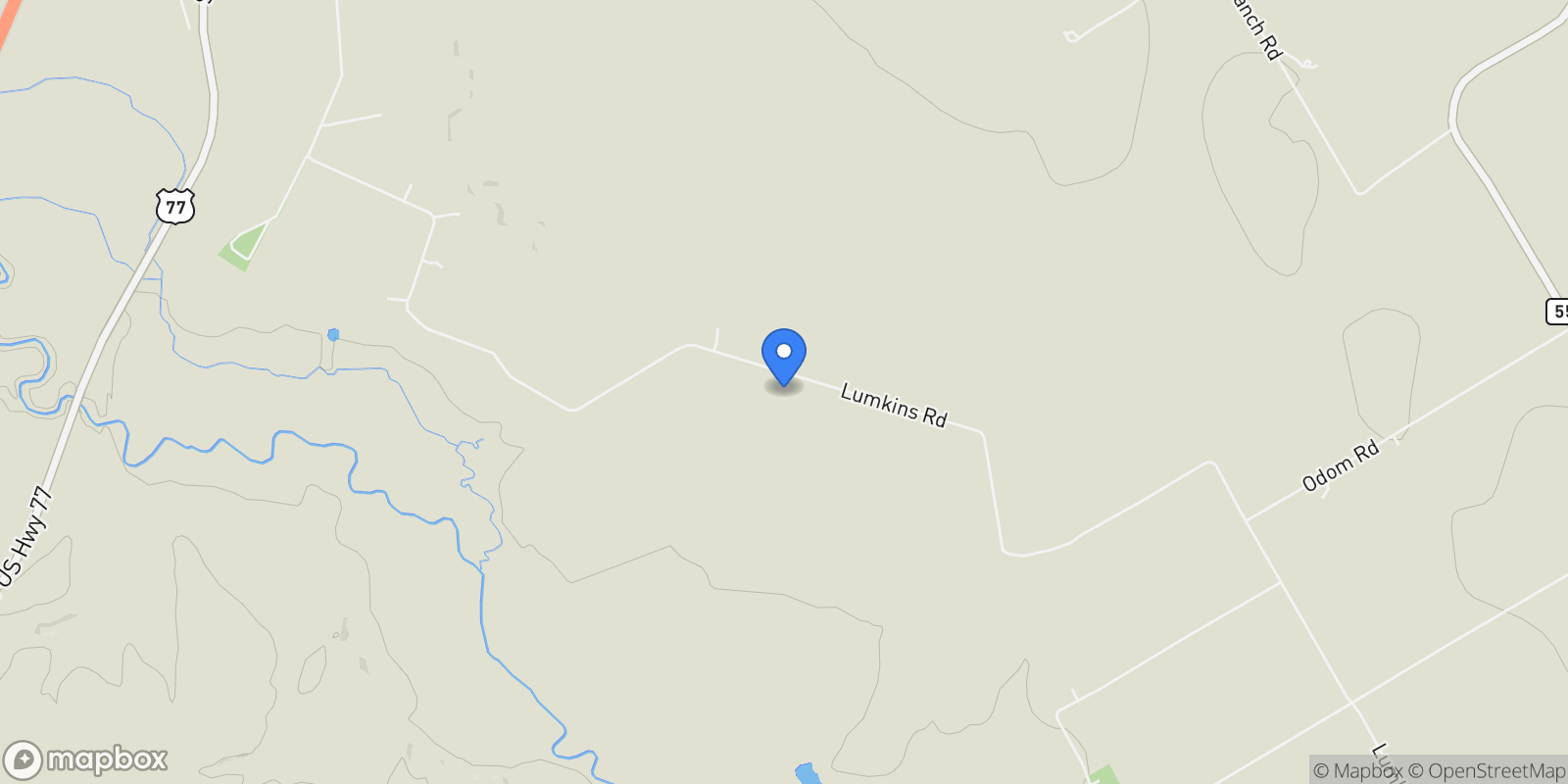 Map showing 1500 Lumkins Road, Forreston, TX 76041, Waxahachie, Texas, United States.