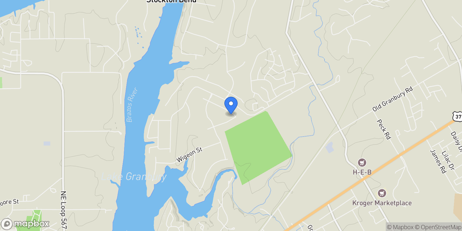 Map showing 2207 Wood Duck Lane, Granbury, TX 76049, Granbury, Texas, United States.