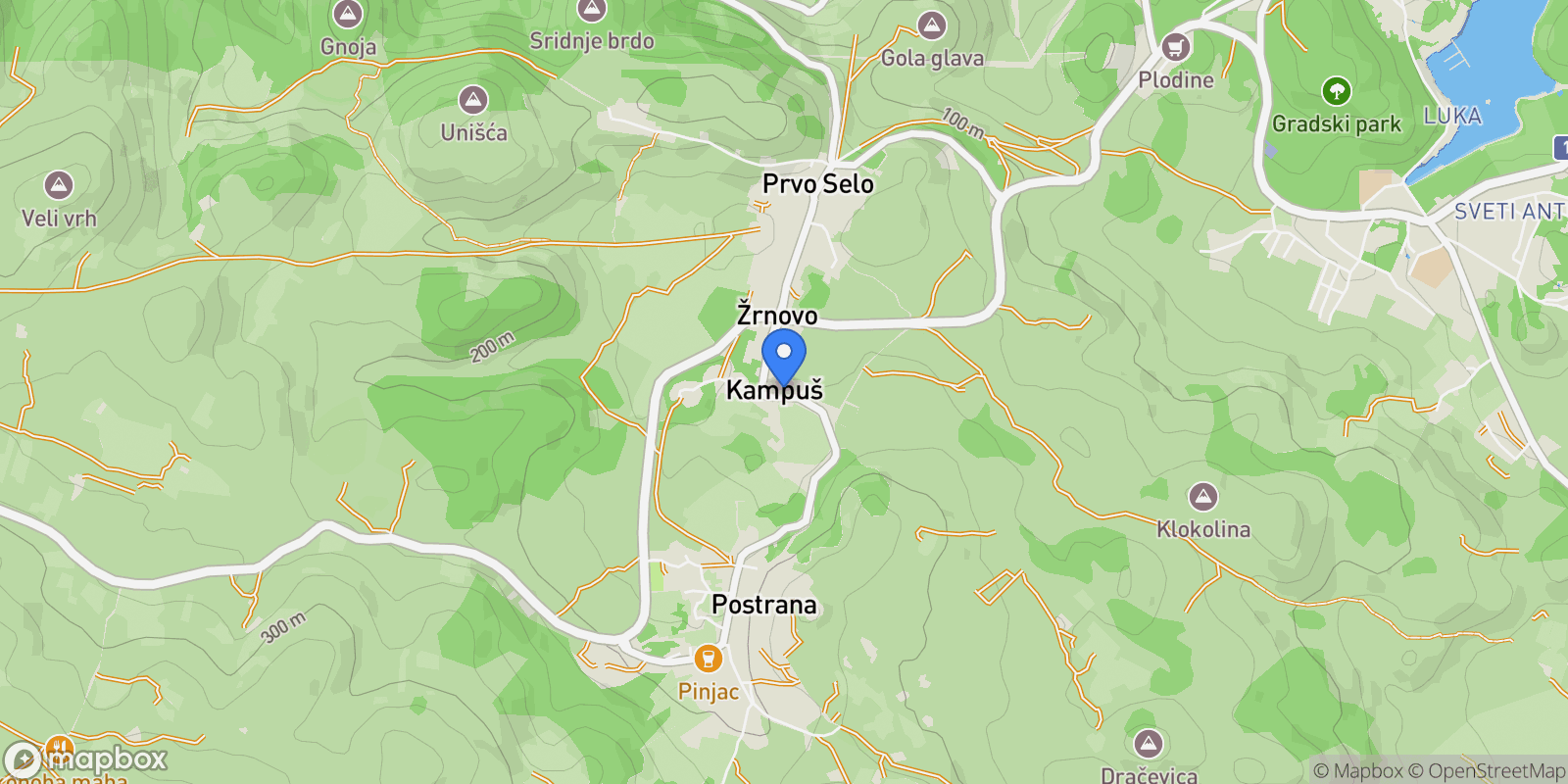 Map showing Zrnovo, Dubrovnik-Neretva County, Croatia.