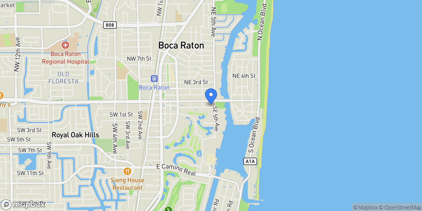 Map showing 475 E Royal Palm Road, Boca Raton, Florida, United States.