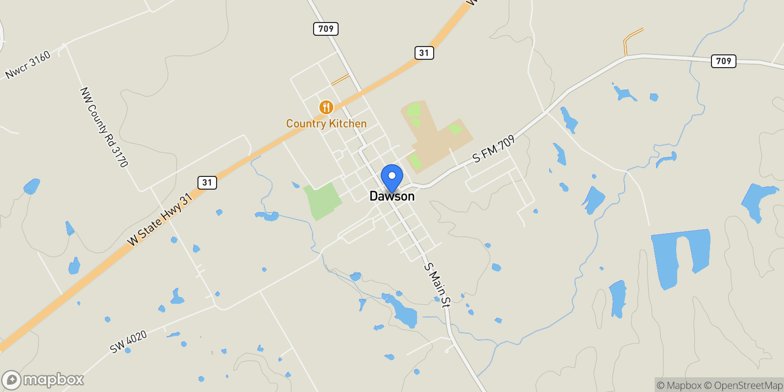 Map showing Tbd SW CR 3160, Dawson, TX 76639, Hubbard, Texas, United States.