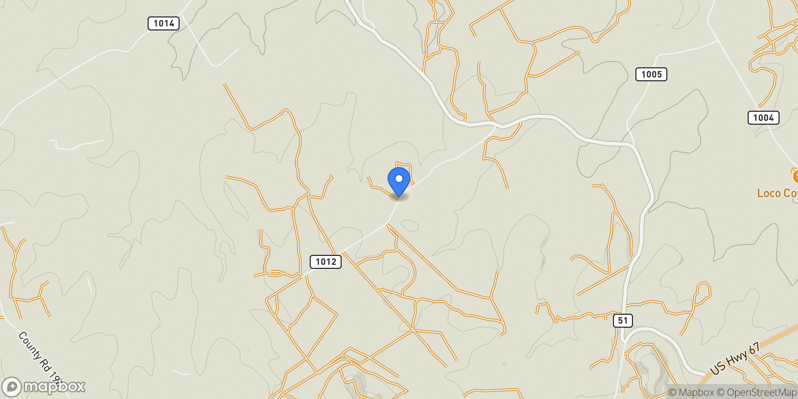 Map showing xxx County Road 1012, Glen Rose, TX 76043, Bluff Dale, Texas, United States.