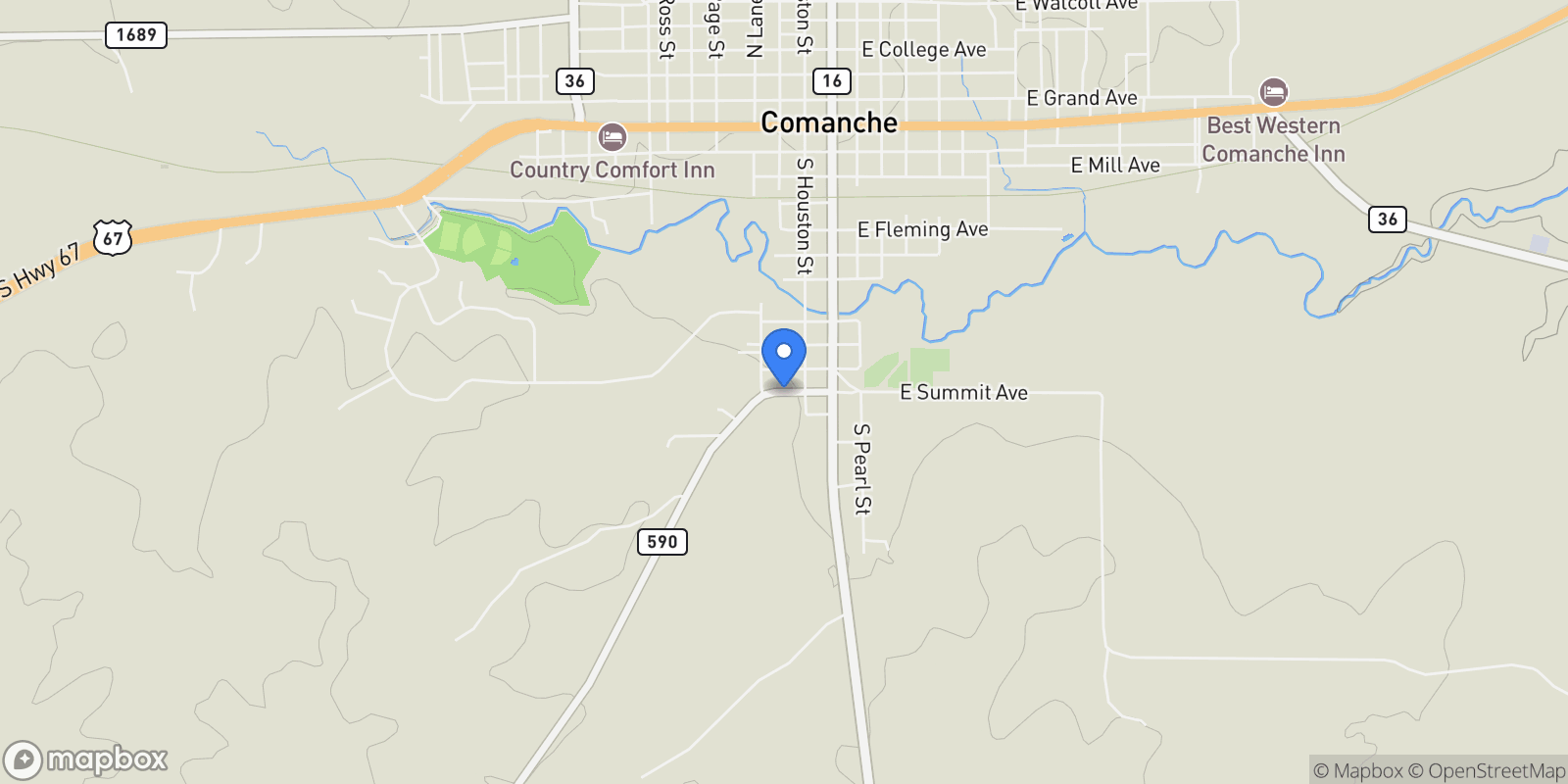 Map showing Tbd FM 590 FM, Comanche, TX 76442, Comanche, Texas, United States.