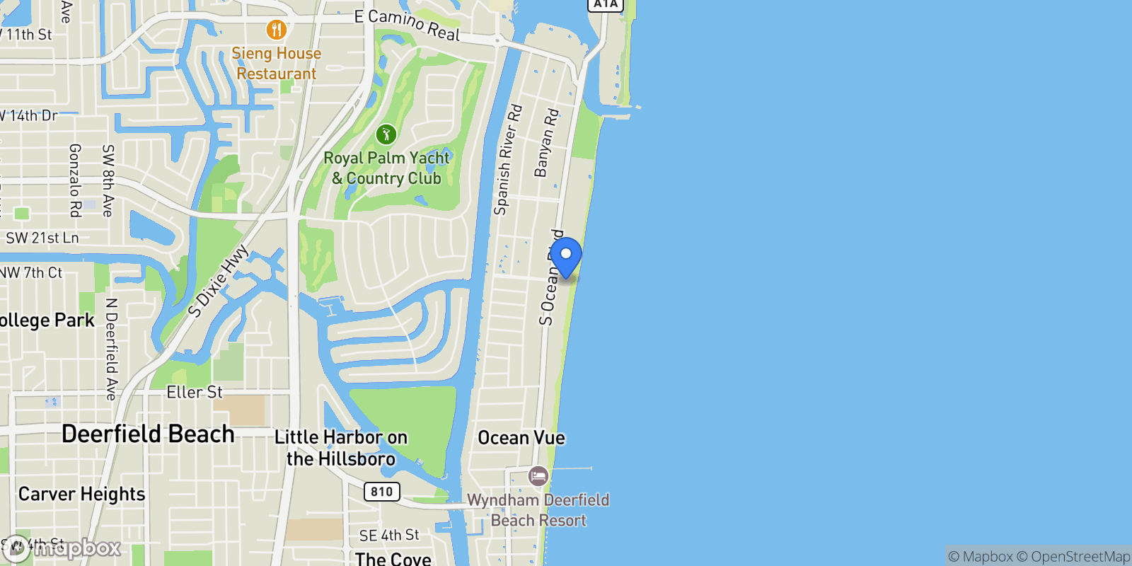 Map showing 2500 S Ocean Boulevard, Boca Raton, Florida, United States.