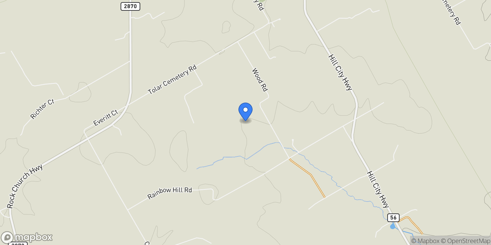 Map showing 2450 Wood Road, Tolar, TX 76476, Tolar, Texas, United States.