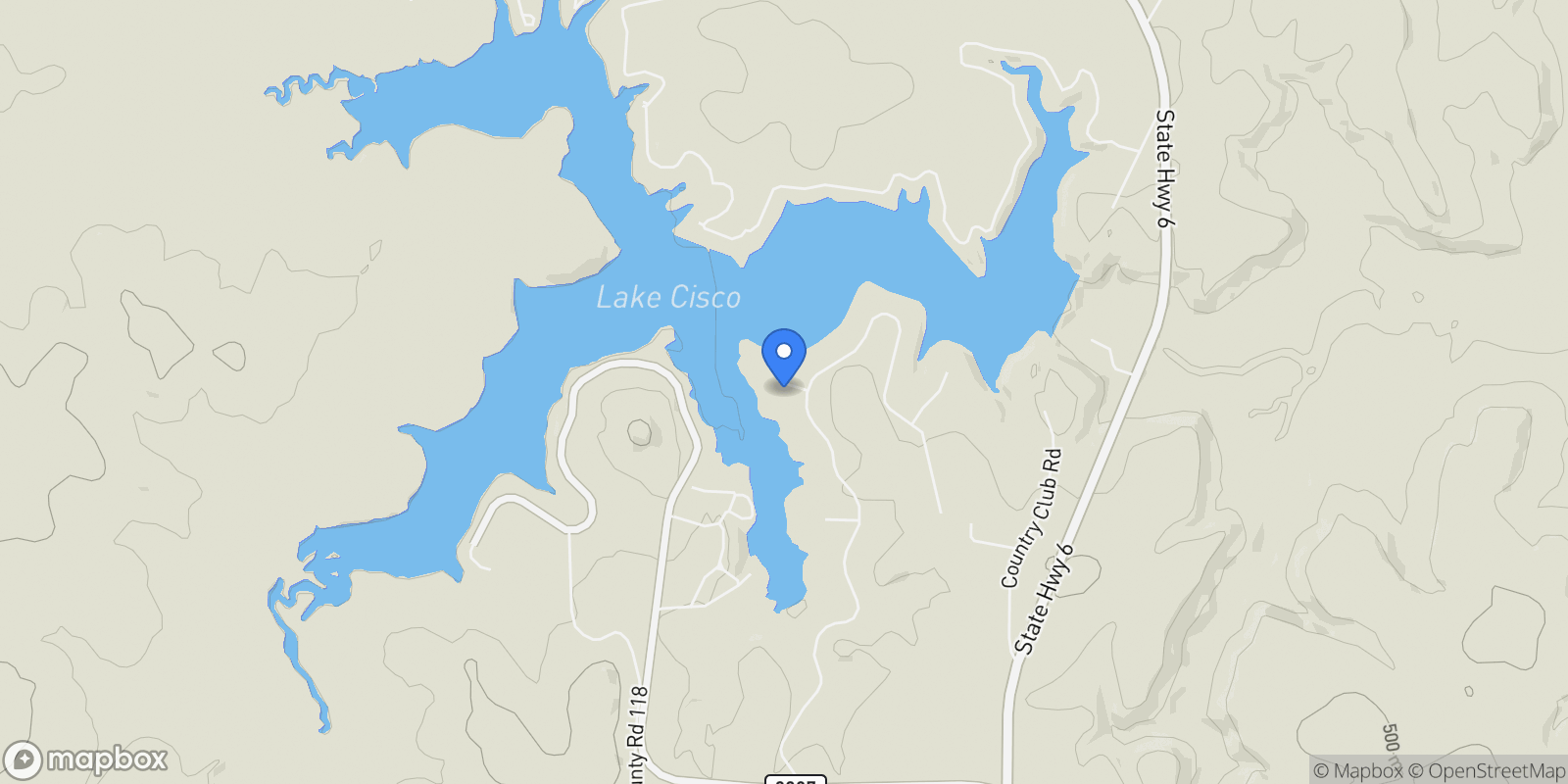Map showing 125 Overlook Drive, Cisco, TX 76437, Cisco, Texas, United States.