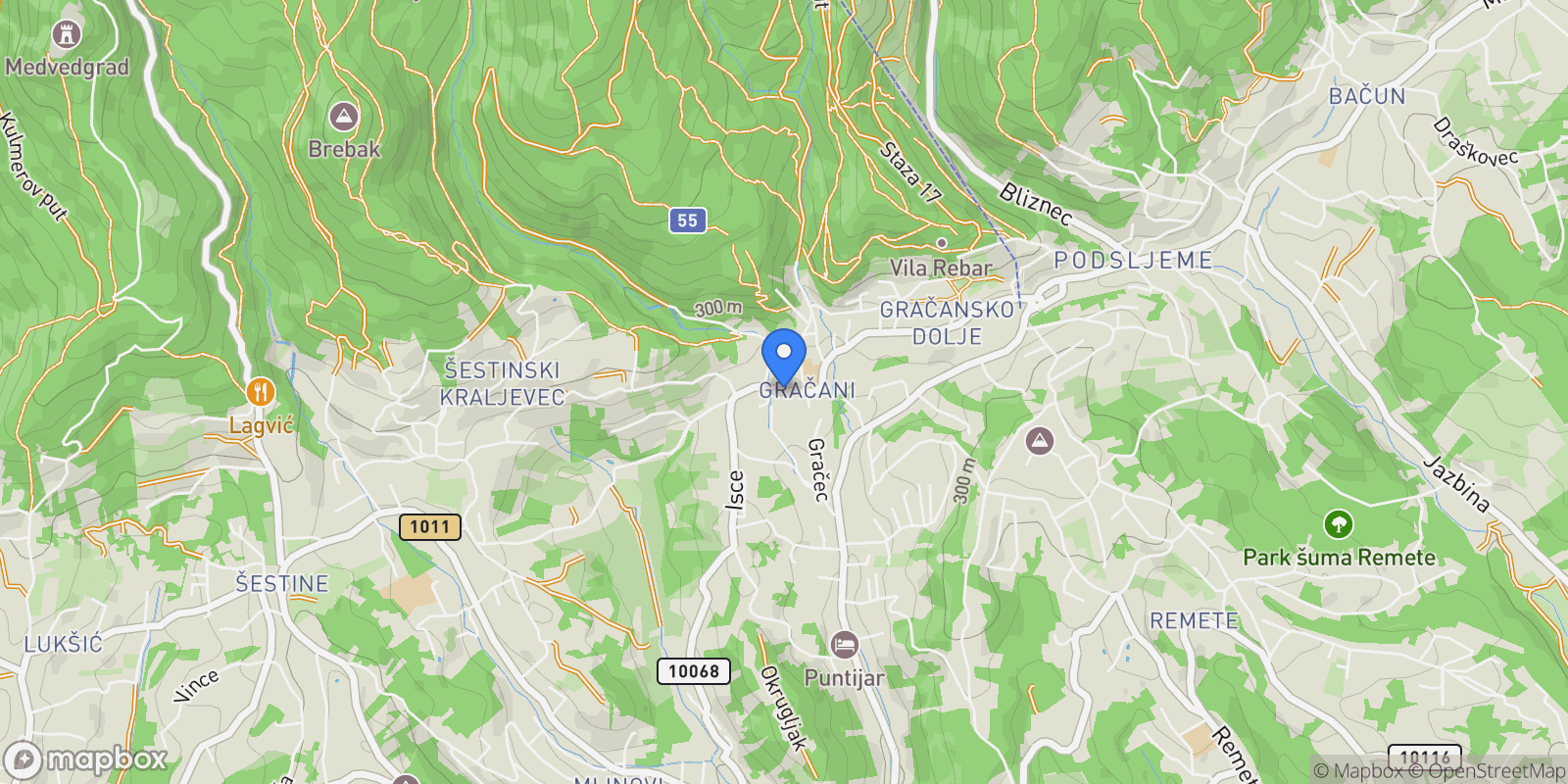 Map showing Mjesni odbor Gracani, Zagreb, City of Zagreb.