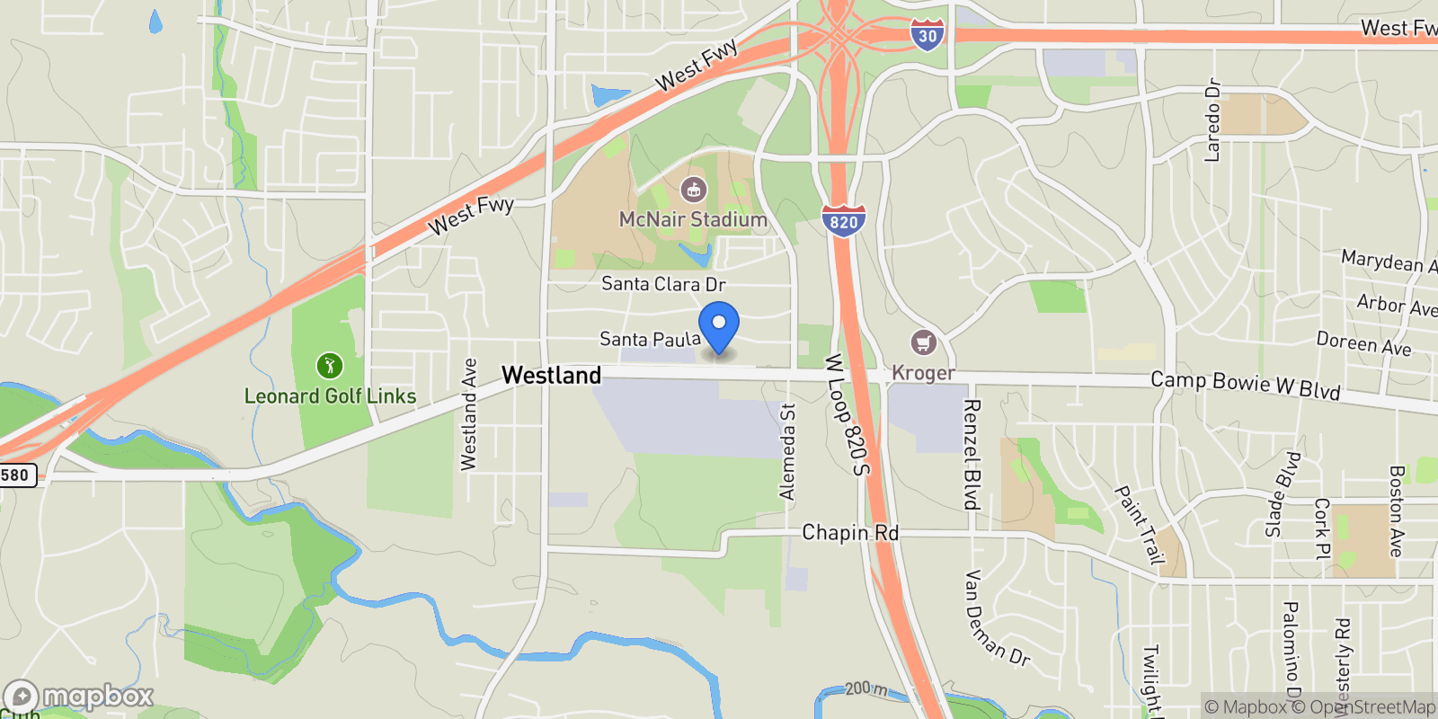 Map showing 9534 Camp Bowie West Boulevard, Fort Worth, TX 76116, Fort Worth, Texas, United States.