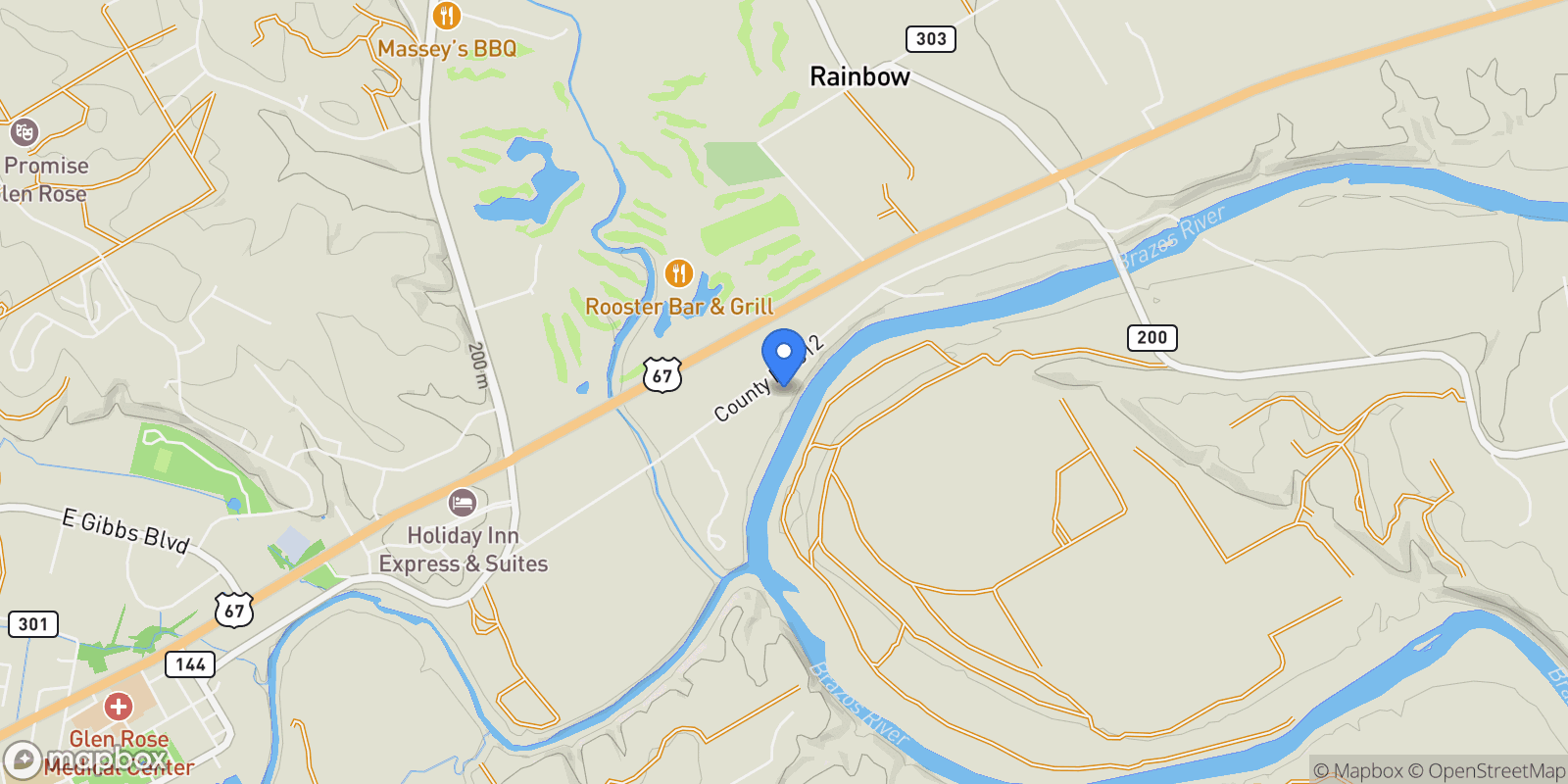 Map showing 2650 County Road 312, Glen Rose, TX 76043, Glen Rose, Texas, United States.