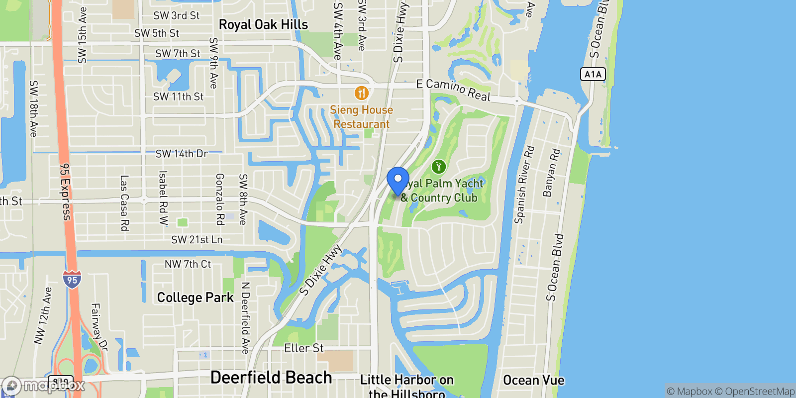 Map showing 1955 Thatch Palm Drive, Boca Raton, Florida, United States.
