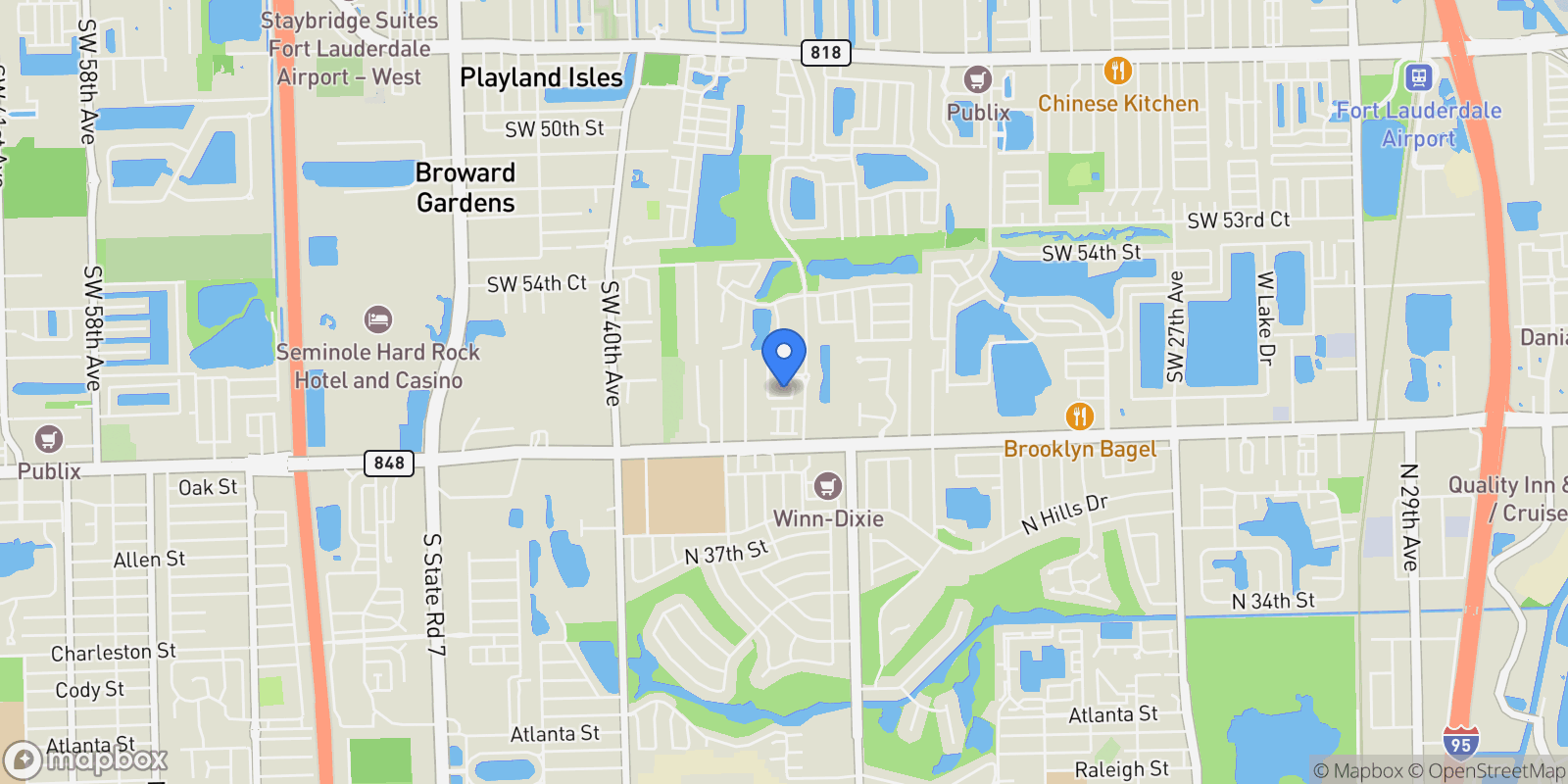 Map showing 3511 Ashwood Cir S, Hollywood, Florida, United States.